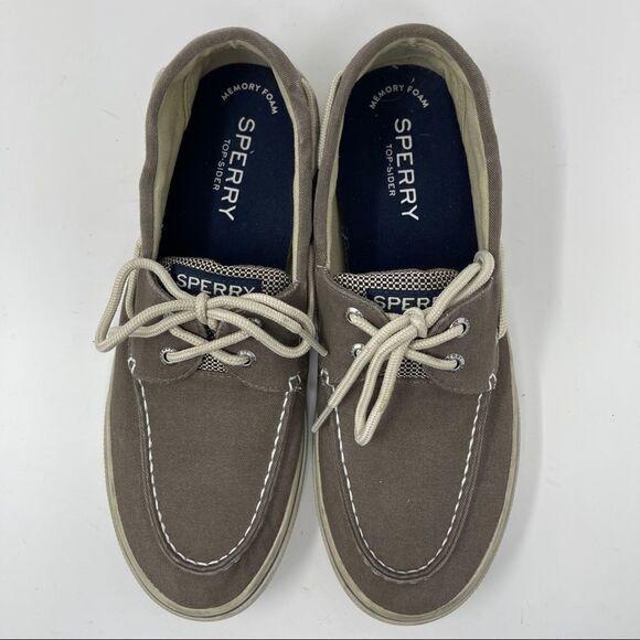 Sperry Top Sider Gray Canvas Boat Shoes Men's Size 10M Original - Picture 2 of 11